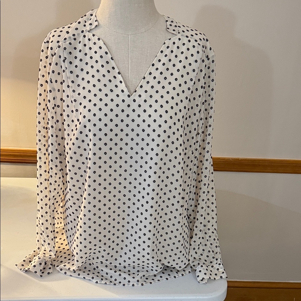 Talbots Black and White Polka Dot Blouse